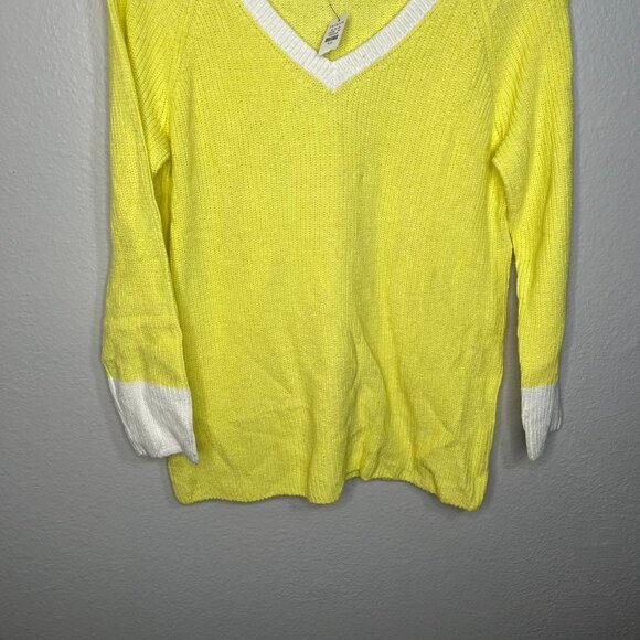 Talbots Womans 0X Varsity Preppy V-Neck Yellow Pullover Sweater - Picture 5 of 9